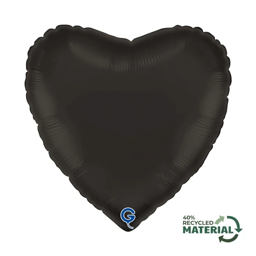 Balon foliowy Satin Fume Black, serce, czarny