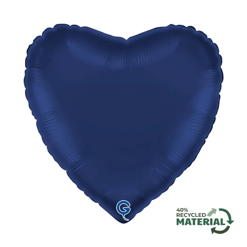 Balon foliowy Satin Navy Blue, serce, c. niebieski
