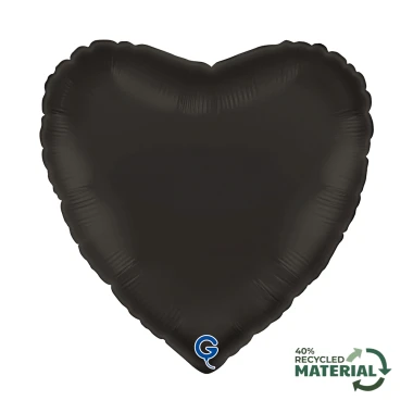 Balon foliowy Satin Fume Black, serce, czarny  + HEL (odbiór osobisty, dostawa, Kraków)