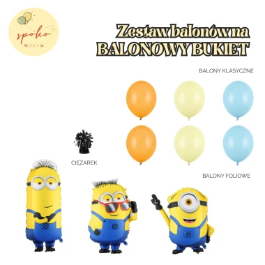 Zestaw balonów na balonowy bukiet BASIC, MINIONKI