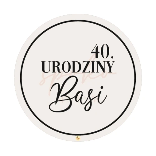 Tabliczka personalizowana, koło, 60cm, URODZINY, BEIGE & BLACK