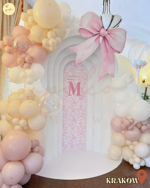 Balonowa ścianka do zdjęć, Chrzest, SOFT PINK (montaż, Kraków)