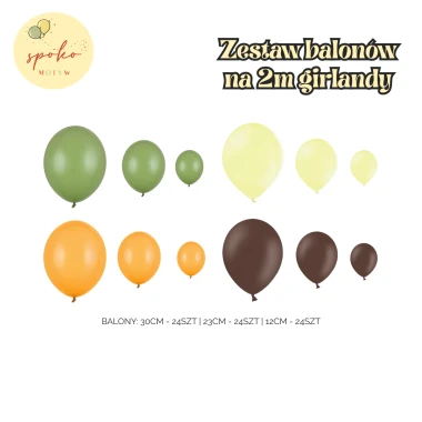 Zestaw balonów na 2m balonowej girlandy, DINOZAURY