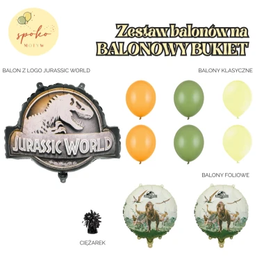 Zestaw balonów na balonowy bukiet BASIC z logo JURASSIC WORLD