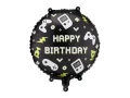 Balon foliowy z napisem "Happy Birthday", okrągły | Gamer + HEL (odbiór osobisty, dostawa, Kraków)