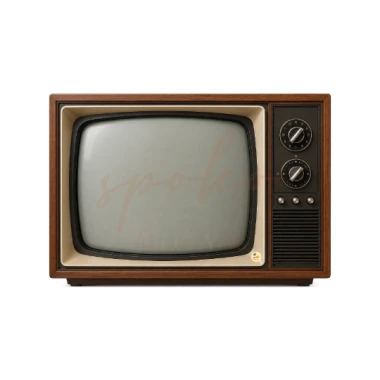 Dekoracja wielkoformatowa TELEWIZOR, PRL, 95x65cm