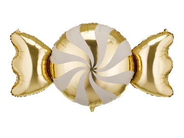 Balon foliowy Cukierek, złoty | BOŻE NARODZENIE