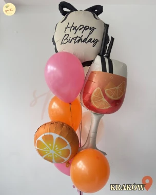 Balonowy bukiet z helem, Urodziny, SPRITZ PARTY (odbiór osobisty, dostawa, Kraków)