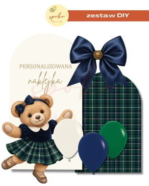 TEDDY ACADEMY GIRL - zestaw dekoracji na ściankę