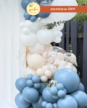 SOFT BLUE - zestaw balonów na girlandę LUX (6mb) | Chrzest, Komunia