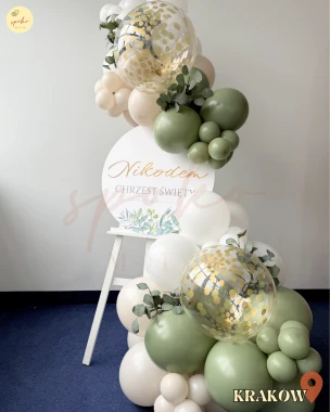 Sztaluga z balonami, Chrzest, EUCALYPTUS (odbiór osobisty, dostawa, Kraków)