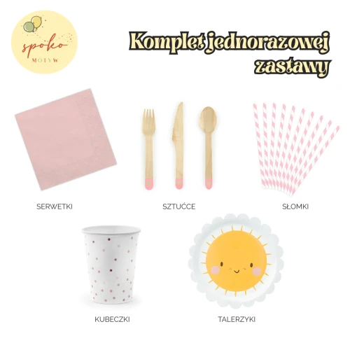 Komplet jednorazowej zastawy, STOKROTKI