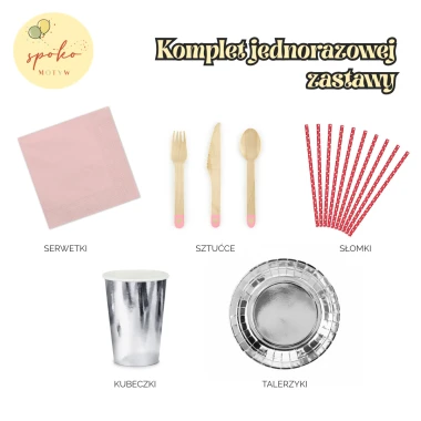 ZAJĄCZKI - komplet jednorazowej zastawy na 6 osób