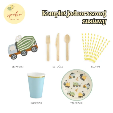BUDOWLANY - komplet jednorazowej zastawy na 6 osób
