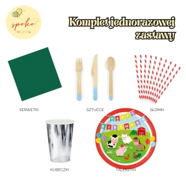FARMA - komplet jednorazowej zastawy na 6 osób