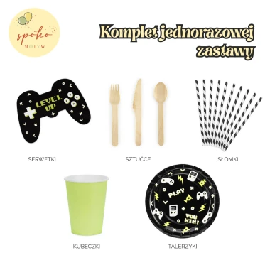 GAMINGOWY - komplet jednorazowej zastawy na 6 osób