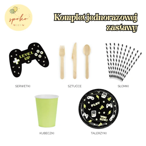 GAMINGOWY - komplet jednorazowej zastawy na 6 osób