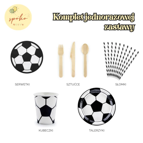PIŁKA - komplet jednorazowej zastawy na 6 osób