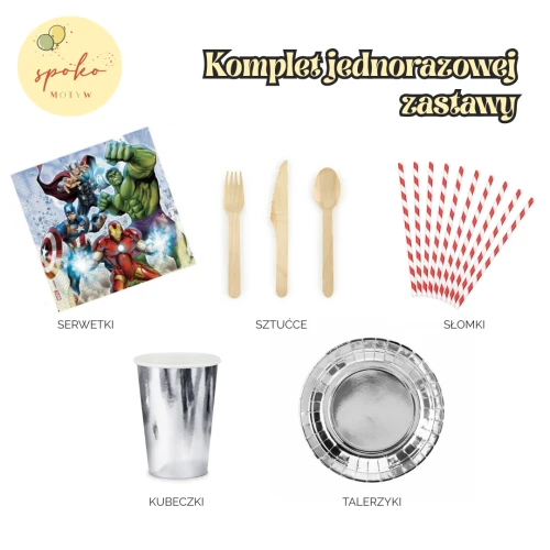 AVENGERS - komplet jednorazowej zastawy na 6 osób