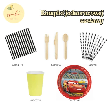 AUTA | CARS - komplet jednorazowej zastawy na 6 osób