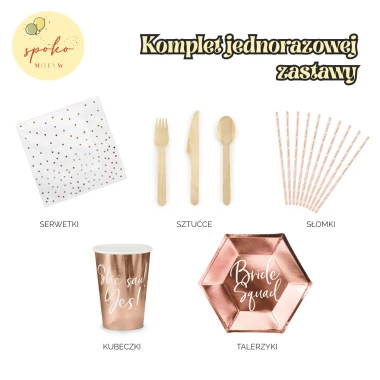WIECZÓR PANIEŃSKI - komplet jednorazowej zastawy na 6 osób