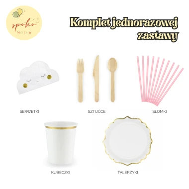 BOHO RAINBOW - komplet jednorazowej zastawy na 6 osób