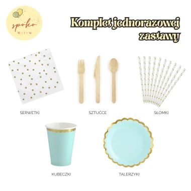 GWIAZDY NIEBIESKI - komplet jednorazowej zastawy na 6 osób