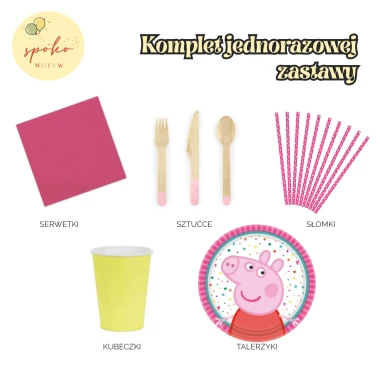 ŚWINKA PEPPA - komplet jednorazowej zastawy na 6 osób | ŚWINKA