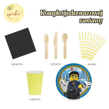 LEGO CITY - komplet jednorazowej zastawy na 6 osób | POLICJA