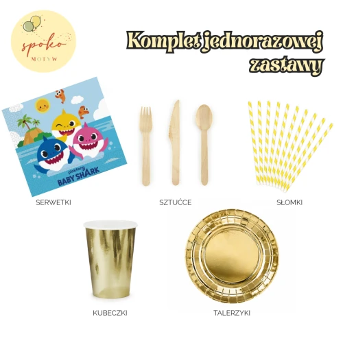 BABY SHARK - komplet jednorazowej zastawy na 6 osób