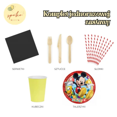 MYSZKA MICKEY - komplet jednorazowej zastawy na 6 osób | MYSZKA CZERWONY