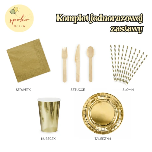ZŁOTO - komplet jednorazowej zastawy na 6 osób