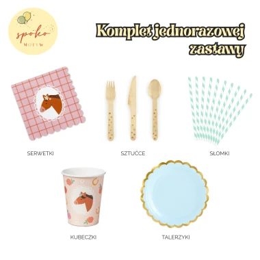 KONIE - komplet jednorazowej zastawy na 6 osób
