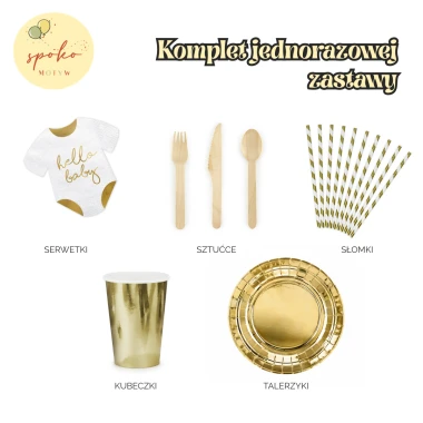 BRZOSKWINIA & PISTACJA - komplet jednorazowej zastawy na 6 osób