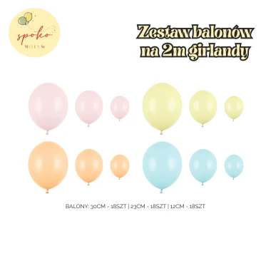 Zestaw balonów na 2m balonowej girlandy, PASTELE