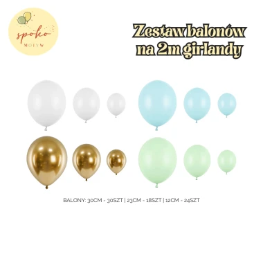 Zestaw balonów na 2m balonowej girlandy, PIERWSZA KOMUNIA ŚW. GOŁĄBEK