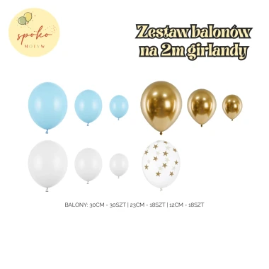Zestaw balonów na 2m balonowej girlandy, GWIAZDY NIEBIESKI