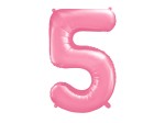 Balon foliowy Cyfra, j. różowy, 86cm (Cyfra: 5)