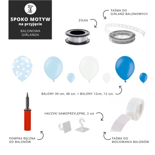 Balonowa-girlanda-BABYSHOWER_KROPKI_NIEBIESKI